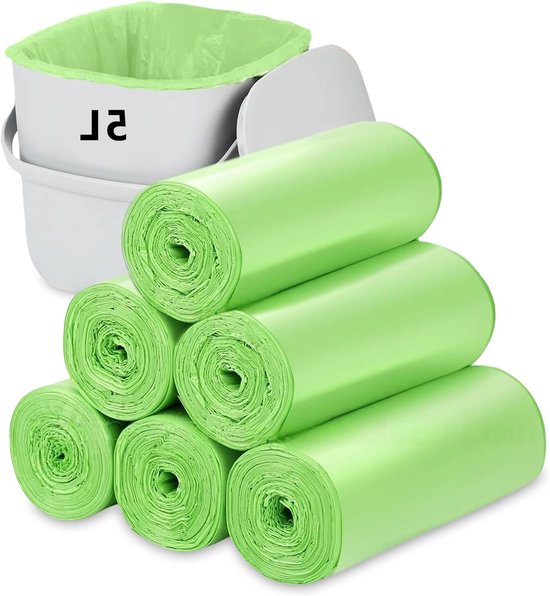 120 Stuks Biologisch Afbreekbare Vuilniszakken 40x45cm voor Voedselafval, Tuin, Keuken en Kantoor - 2.6 Gallon (Groen) van Merkloos	