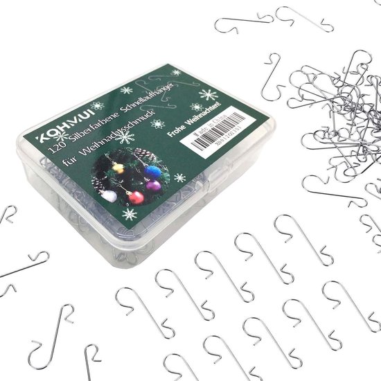 120 Stuks S-haken voor Kerstballen – Herbruikbare Kogelhangers in Zilver van Merkloos	