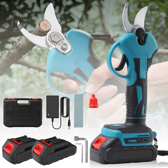 1200W Borstelloze Accu Snoeischaar - Professioneel Takkenschaar met 2x Batterij + Oplader, Draagbaar voor Boomgaard/Landschapsonderhoud van Wolike