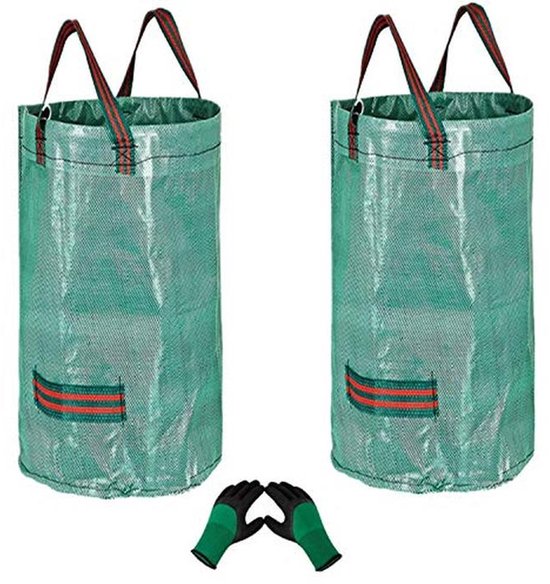 120L Heavy Duty Tuin Afvalzakken (H76cm, D45cm) en Tuinieren Handschoenen - Herbruikbare Vuilniszakken voor Tuin & Gras van Merkloos	