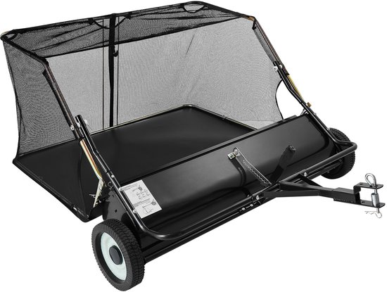 121.9 cm Trekachter Grasmaaiers Veegmachine, 0.736 m³ Hopper Tas, Instelbare Hoogte, Blad en Gras Verzamelaar Met Dump Touw, Ideaal voor Grassen en Tuinen