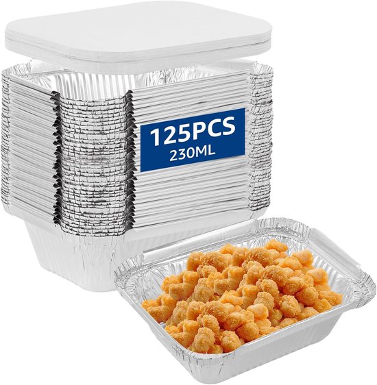 125 stuks aluminium grillschalen met deksel - wegwerp aluminium grillschalen - 230 ml vetopvangschaal - gasgrill - aluminium schalen voor braden en bakken van Artstyle