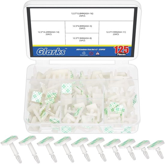 125pcs Sticky PCB Spacer - 4.8/7.9/11/14.2/15.8MM - Witte Ondersteunende Hoogte - Geïsoleerde Standoff Closure Snap-in Posts - Vaste Clip Geïsoleerd Lichaam - Reverse Mount Standoff van Eowpower