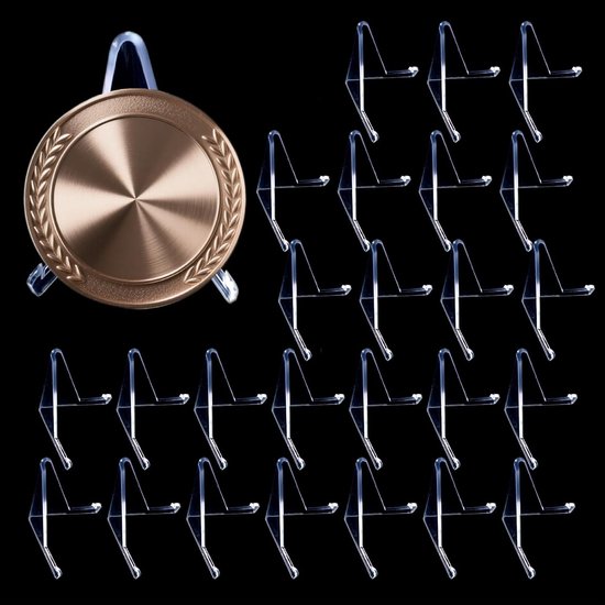 12pcs Duidelijke Display Stand/Plate Houders - Acryl Easel Stands - Plastic Munt Display Stand voor het Tonen van Game Cards - Casino Chips of Bruiloften en Verjaardags Tafels Kaart 8.6cm Hoog van Dreamtop