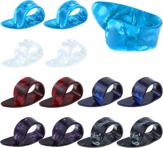 12pcs Guitar Thumb Picks voor Acoustic Electric Guitar - Banjo - Ukulele - Harp - Bass - Finger Style - Duurzaam Plastic ABS - Muzikanten 6 Kleuren van Merkloos	