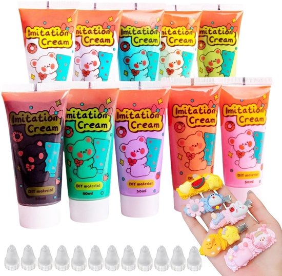 12pcs simulatie neppudding - simulatie slagroom lijmkap - kunstmatige crème lijm - crème klei lijm voor spiegels - DIY handgemaakte ambachten van Merkloos	