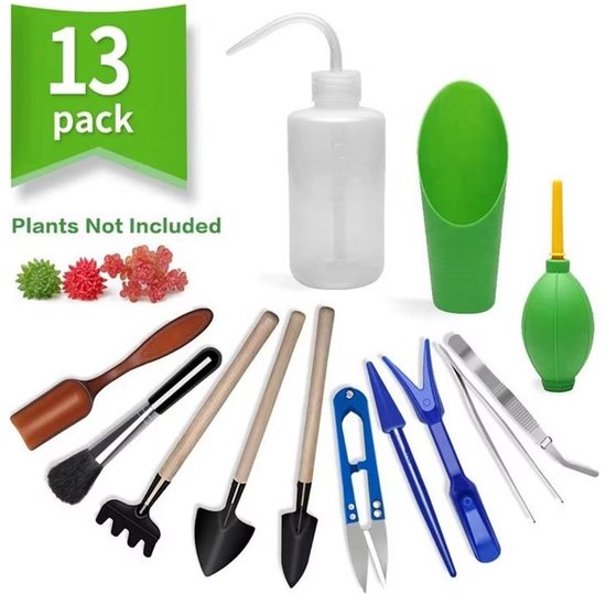 13-delige Multifunctionele Tuinset – Verplant-, Snoei- en Tuingereedschap voor Kamerplanten, Hydrocultuur en Tuinieren – Roestvrijstalen Tools met ABS Handvatten – Ideaal voor Beginnende Tuiniers en Studenten van Merkloos	