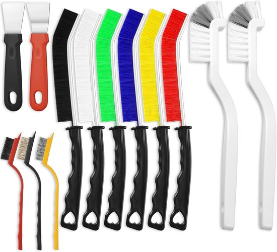 13-delige set voegenreinigingsborstels met schraper | Effectieve hardborstels, schoonmaakaccessoires voor grondige reiniging van voegen, tegels, badkamer en keuken