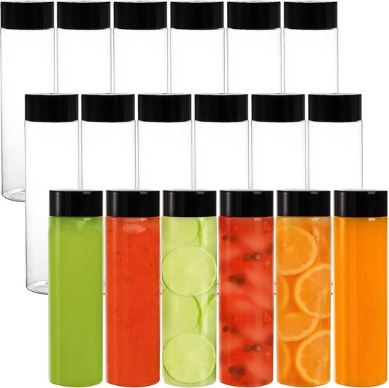 13pcs Clear PET Plastic Juice Bottles - 13oz (400ml) Empty Smoothie Drinking Bottles met Lids voor Water - Juice - Melk - Zelfgemaakte Dranken van Merkloos	