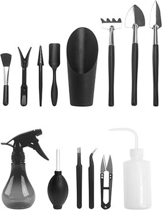 14-delig gereedschapsset voor planten - Schepje, harkje, luchtblazer, kwastje, plantenspuit en meer - Planten verpotten van Ogreen