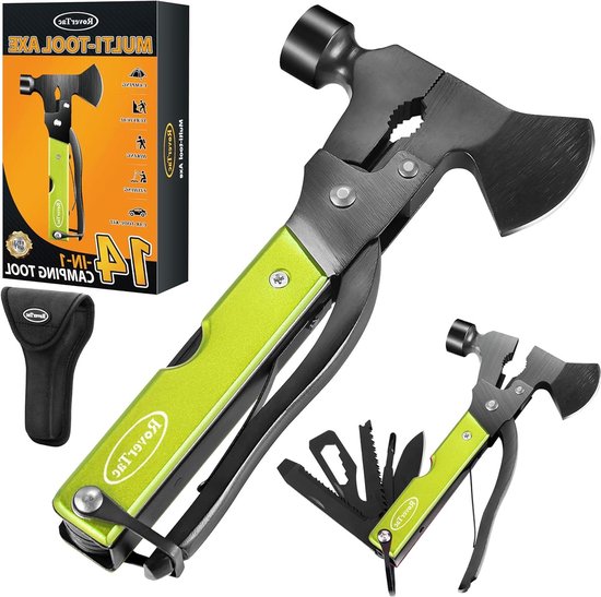 14-in-1 Multi Tool Bijl - Camping Survival Gear voor Mannen - Papa en Hem - Multitool Geschenken voor Kamperen en Wandelen van TRSCIND
