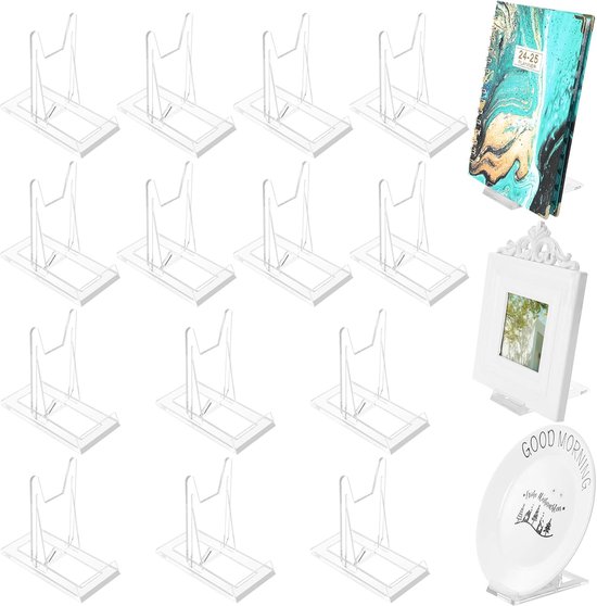 14 stuks acryl standaard, transparante bordenstandaard, verstelbare bordenhouder, displaystandaard, boekenstandaard voor boeken, fotolijsten, borden