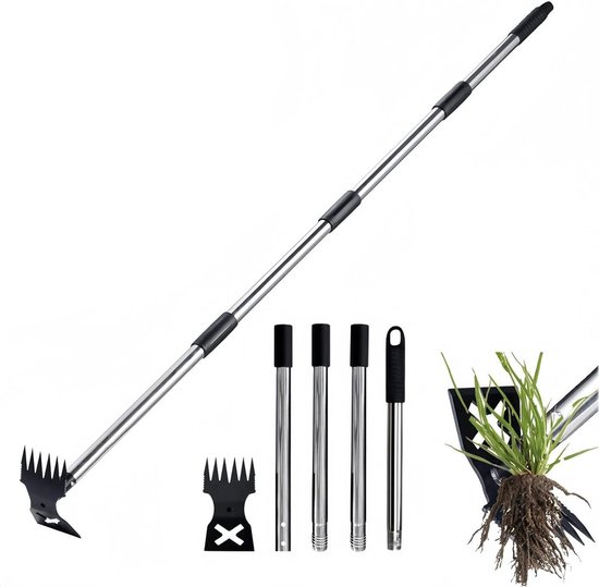147 cm Onkruidverwijderaar Met Lange Steel - 2-in-1 Handharken & Hooigereedschap - Voor Achtertuin, Patio, Gazon En Tuin van Merkloos	