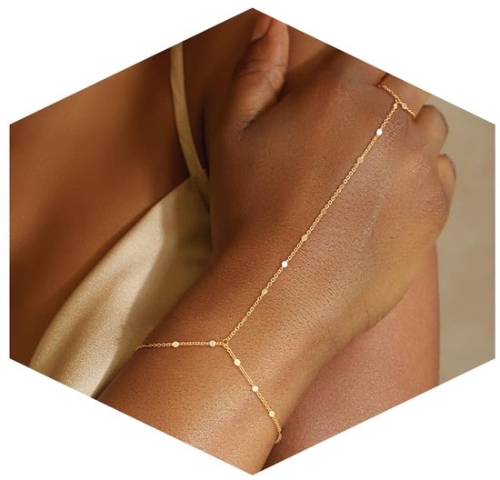 14k Vergulde Hand Ketting Armband Voor Vrouwen Trendy, Sierlijke Ring Armbanden Hand Chain Vinger Nail Armband Eenvoudige Gouden Hand Sieraden Voor Vrouwen Geschenken