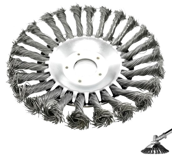 15 cm stalen draadborstel voor grastrimmers, robuuste trimmerkopborstel, professionele onkruidborstel voor snoerloze grastrimmers, opzetstuk voor het verwijderen van onkruid in tuinen en op paden (1 stuk)