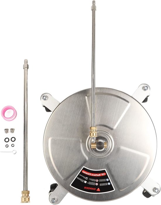 15 Inch Hogedrukreiniger Oppervlaktereiniger – Terrasreiniger – Vloerreiniger – Opritreiniger – Waterstraalreiniger – 4000 PSI Max Werkdruk – Roestvrij Staal & Messing van Merkloos	