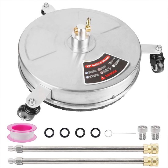 15 Inch Hogedrukreiniger Rvs met 3 Wielen en Snelkoppeling – Powerwasher Accessoire met Verlengstangen en Reservesproeiers van Merkloos	