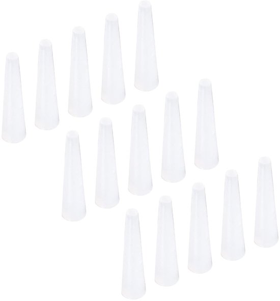 15 stuks siliconen rubberen stoppen - taps toelopende pluggen met hoge temperatuurbestendigheid - Beschermgat voor laboratoriumindustrie (wit, 1/8" tot 15/64") van Merkloos	