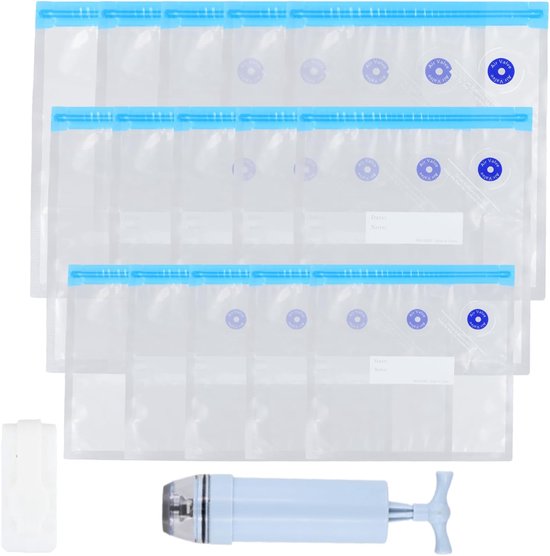 15 stuks vacuüm sealer opbergzakken - vacuümzakken voor voedsel - herbruikbare diepvrieszakken - snackverpakkingszak - glijdende ritszakken voor vlees en fruit van Merkloos	