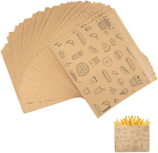 150 Vellen 15 x 17 cm Vetvrij Voedsel Inpakpapier - Frites - Broodjes - Burgers - Snacks - Frites Krantenpapier - Frites Inpakpapier - Sandwich Zakje - Brood Inpakpapier van Merkloos	