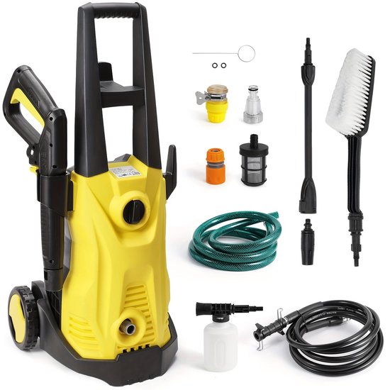1500W High-Pressure Car Wash Machine with Foam Generator & Tornado Cleaner - 3-in-1 Electric Pressure Washer for Cars, Floors, Gardens - Includes Hose, Nozzles, and Accessories, Car Wash Accessories, Garden Irrigation Tool, M van Merkloos	