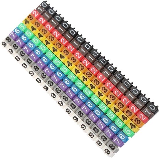 150pcs Kabel Marker Set - 0~9 Digitale Nummer Tube - Kleurige Kabel Markers - Kabel Tag met Clip-on Ontwerp voor Elektrische Draad Beheer - Vaste Kabels (0.75~1.5mm²) van Merkloos	