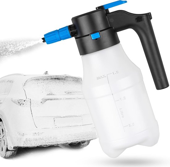 1.5L Elektrische Autoschuimspuit – Oplaadbaar via USB – Handmatige Automatische Drukspuit – Voor Autowassen, Tuin en Huis van Merkloos	