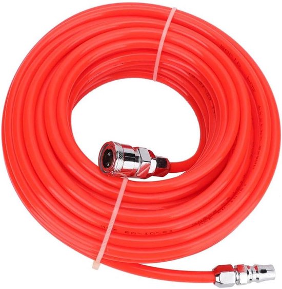 15M hogedruk flexibele luchtcompressorslang met mannelijke/vrouwelijke snelkoppeling rood 5 * 8 mm, luchtcompressor vervangende onderdelen