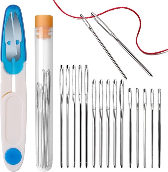 15pcs Blunt Needles met Grote Oog - Borduurnaalden - Stalen Naalden Diverse Maten - Grote Ogen Handnaalden voor Handwerken en Creatieve Projecten van Merkloos	