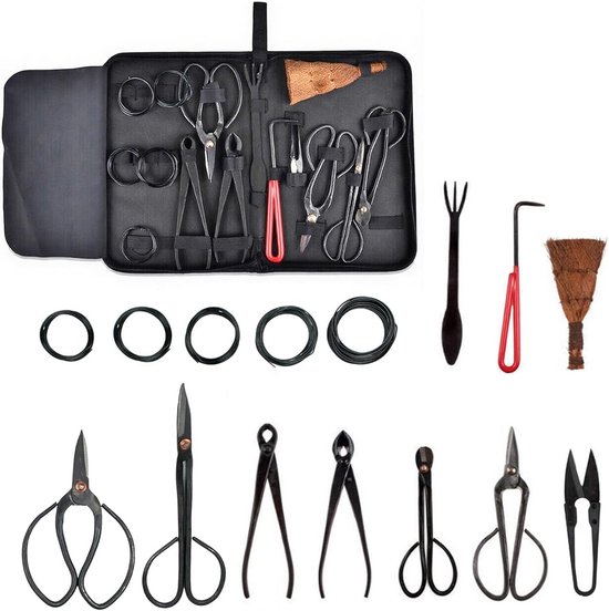 16-Delige Bonsai Gereedschapset: Schaar, Hark, Schep en Draad voor Snoeien en Onderhoud van Merkloos	