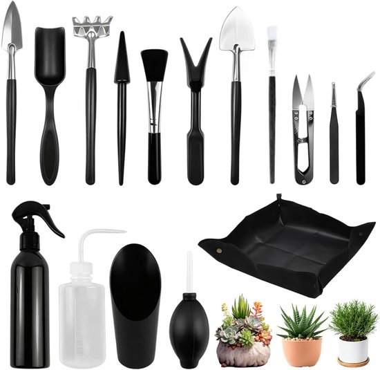16-delige bonsaigereedschapset, bonsaistartset, bonsaigereedschapset voor beginners, tuingereedschap, minituingereedschap, bonsaigereedschap voor kamerplanten en professionele teelt van Merkloos	