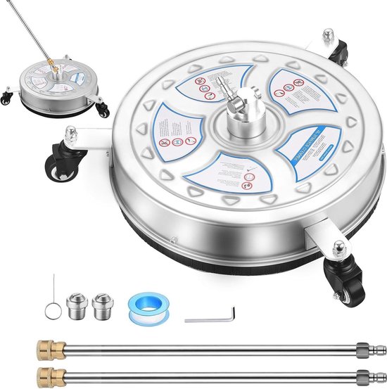 16 hogedrukreiniger met 3 wielen - roestvrijstalen accessoires - 2 sproeiers - 2 verlengstaafopzetstukken - 4000 psi terrasreiniger van Kranzle