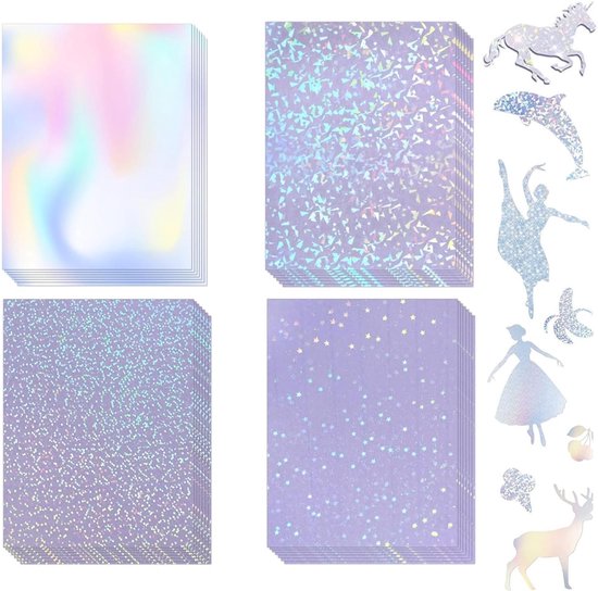 16 Sheets Adhesive Holographic Overlay Film voor Foto's - A4 Holographic Sticker Paper - Scrapbooking en DIY Crafts van Merkloos	