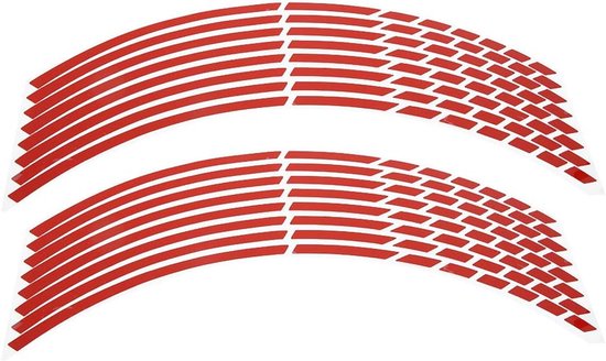 16 stks Reflecterende Velg Stripe Decal Tape - Fiets - Motorfiets - 16-18 inch - Reflecterende Wiel Strip Stickers - Decoratie Accessoire - Rood van Merkloos	