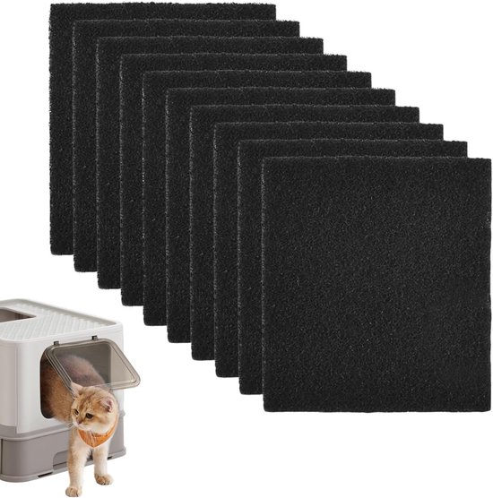 16 Stukken Actieve Koolstof Filterkatoen - Sterk Absorberend - Kattenbak - Geurfilter voor Kattenbak van Merkloos	