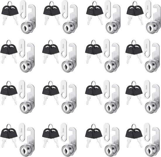 16 stuks brievenbusslot - beveiligingsbrievenbusslot - brievenbusslot met 2 sleutels en schroef - ladekastslot met 2 verschillende sluitplaten van Merkloos	