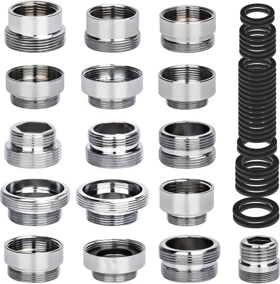 16 Stuks Universele Kraanadapters voor Keuken en Tuin - Schroefdraadadapter voor Waterfilter en Tuinslang van Merkloos	
