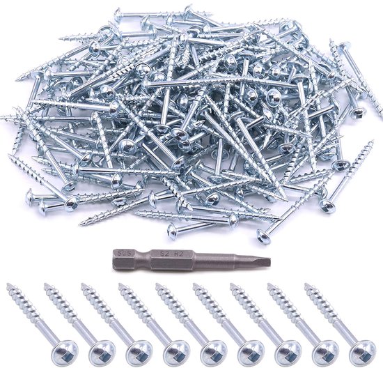 160Pcs #8x2'' Pocket Hole Screws - Zinc Coated - Square Drive - Self Tapping - Coarse Thread - Houten Schroeven Voor Hout En Blik van Merkloos	