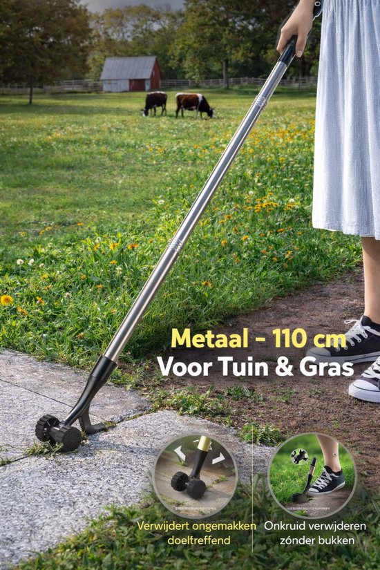 165 CM Onkruidverwijderaar Zonder Buigen - Metaal - 165 cm - Voor Tuin & Gras-Duurzame Onkruidsteker - 165 cm - Ergonomisch & Roestbestendig Metaal