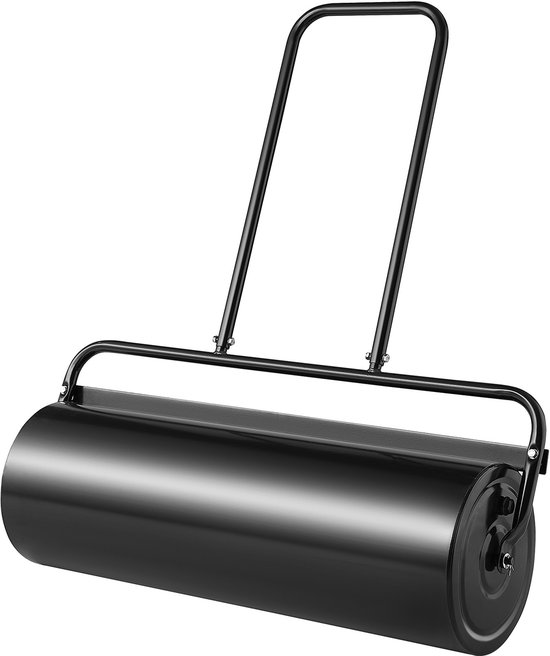 17 Gallon Gazonroller, met Zand/Water Gevulde Tuinroller, Stalen Gazonroller met Licht Draaibare Plug En U-Vormige Ergonomische Handgreep voor Gazon, Tuin, Boerderij, Park, Zwart van Merkloos	