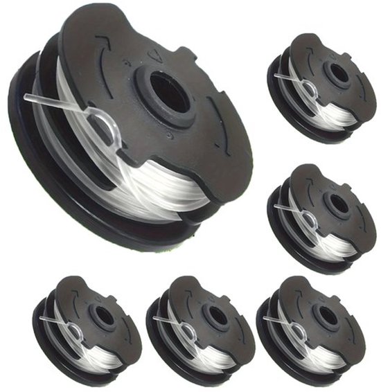 17 Parts - 6 Stuks Vervangspoelen voor Parkside Grastrimmer - 1,6mm Nylon Draad - Compatibel met PRTA 20-Li A1/B2/C3, PRT 550 A1/A3, PRT 300 A1 - Automatisch Opwindend Trimmerspoel - 2x4m Dubbeldraads Systeem van Merkloos	