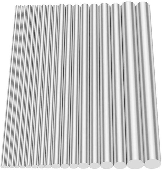18 stuks aluminium solide ronde staaf draaibankstaaf assortiment voor DIY gereedschap - Diameter 2.5-8mm - Lengte 100mm