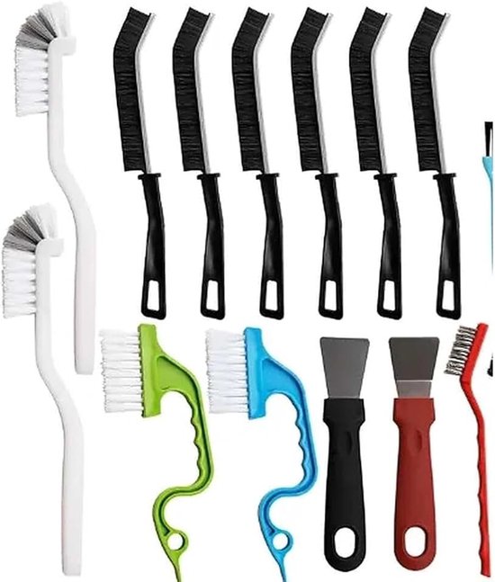 18 stuks reinigingsborstelset, multifunctionele voegenborstel, badkamer, reinigingsborstels voor keuken, raamkozijnen, stopcontacten