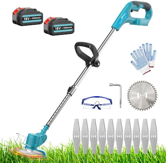 18V MAX draadloze grastrimmer/kantensnijder met verstelbare telescopische steel, 2-in-1 grastrimmer en kantensnijder, inclusief accu en oplader van Merkloos	