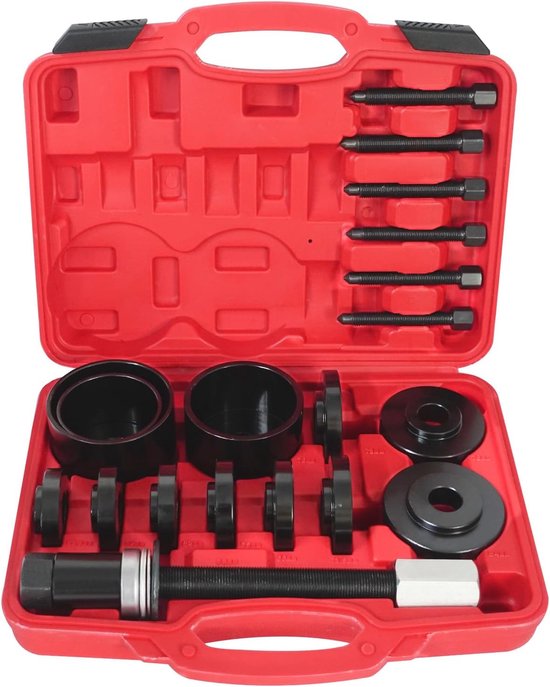 19-delige universele wiellagertrekker - gereedschapsset - wiellagergereedschap - montage en demontage voor Opel - VW - Audi - BMW - rood van Merkloos	