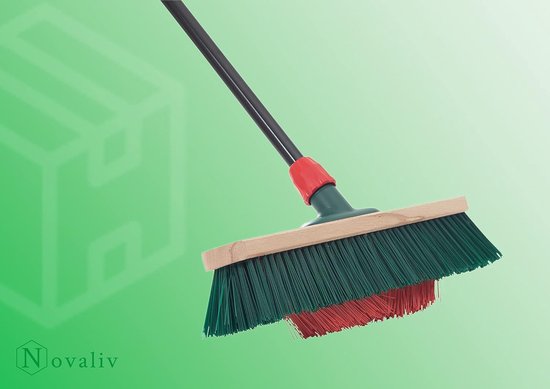 1x bezem met V-borstelset 40 cm elastaan groen/rood | Bezem met telescopische steel | Jumbo bezemset | Stoffer en blik Stoffer en blik Handbezem Straatbezem Tuinbezem Straatbezem van Merkloos	