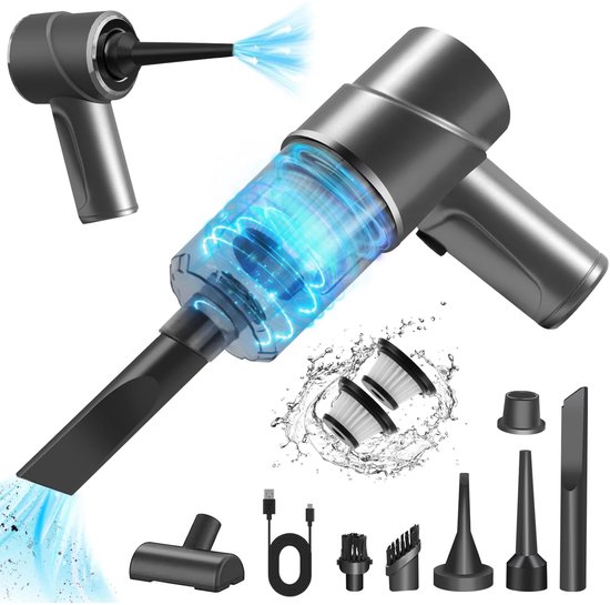 1x Kruimelzuiger draadloos, 7000Pa zuigkracht, Kruimelzuiger draadloos met 3-in-1 functie voor in de auto, huis en kantoor van Merkloos	