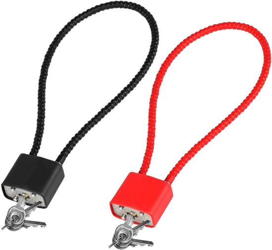 2-delig kabelslot met sleutel - stabiel hangslot met lange kliksluiting - draadslot voor bagage - fietsen - helmen - kluisjes - tassloten van Merkloos	