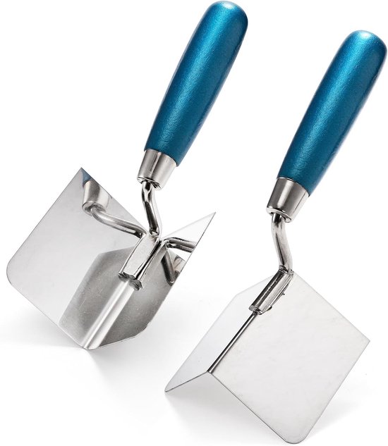 2-delige Gipsmuur Hoekgereedschap Set, Binnen- en Buitenhoekmes, Roestvrijstalen hoekspaan, afwerkingsgereedschap voor pleisterwerk en metselwerk