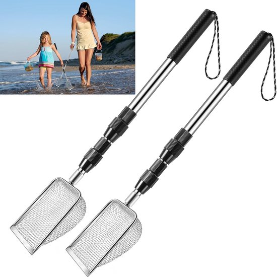 2-delige haaientandzeef, strandzandzeef, zandschep, schelpenschep, geschikt voor strandscheppen en scheppen om schelpen op te rapen, haaientandzeef.-Belle's product van Merkloos	